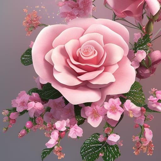 Sakura Rose Blooms in Vibrant, Dreamlike Glory