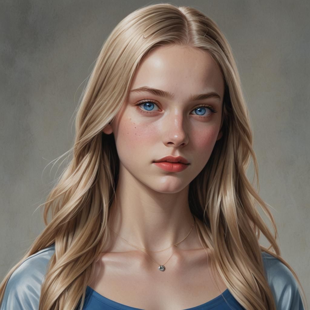 Hyperrealistic Portrait of a Blonde Superhero Teenager