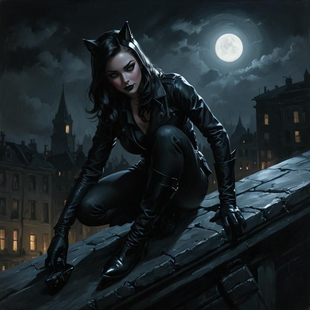 Femme Fatale in Shadowy Noir Night