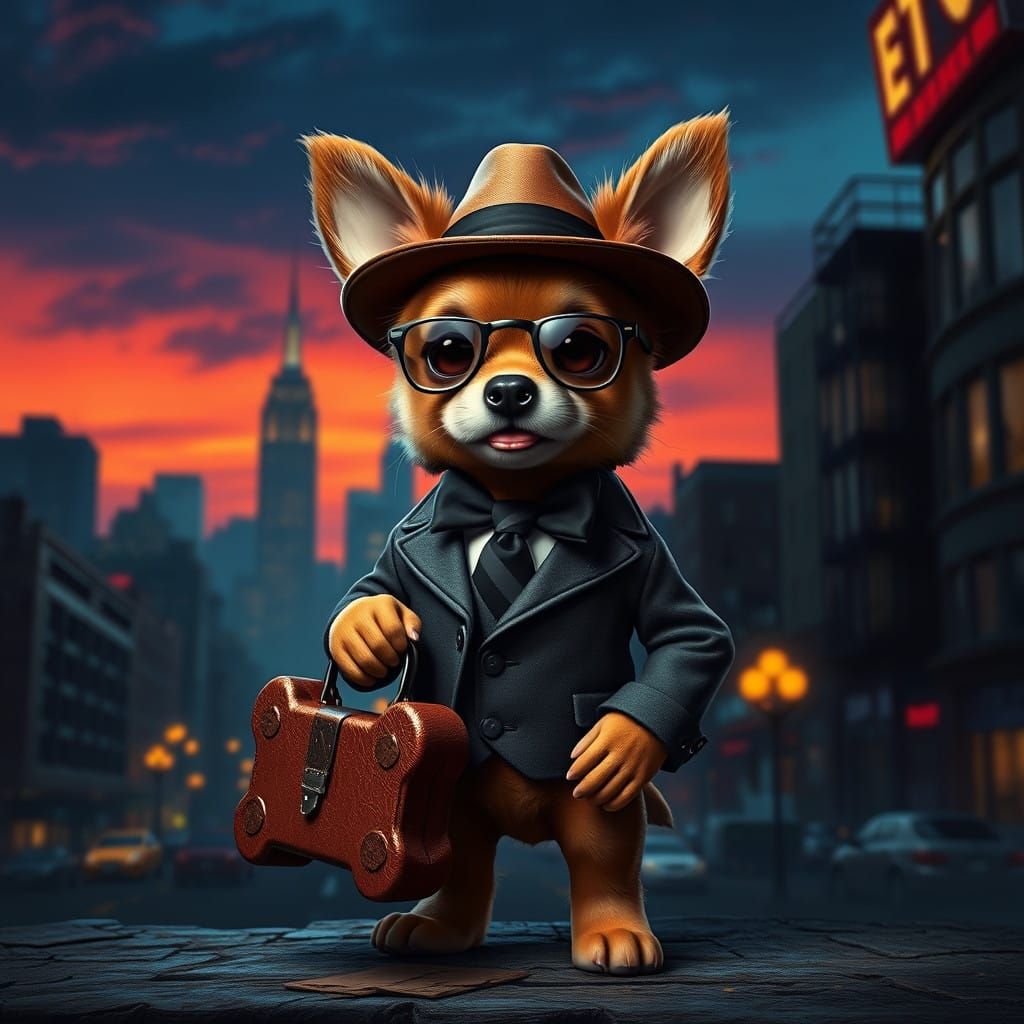 Gangster Puppy Exudes Confidence with Bone-Shaped Briefcase...