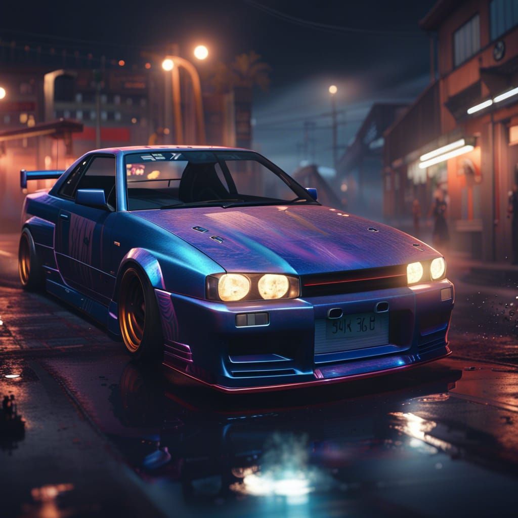 Nissan GTR R32: Anime-Inspired Widebody in Vivid, Fantasy Ar...