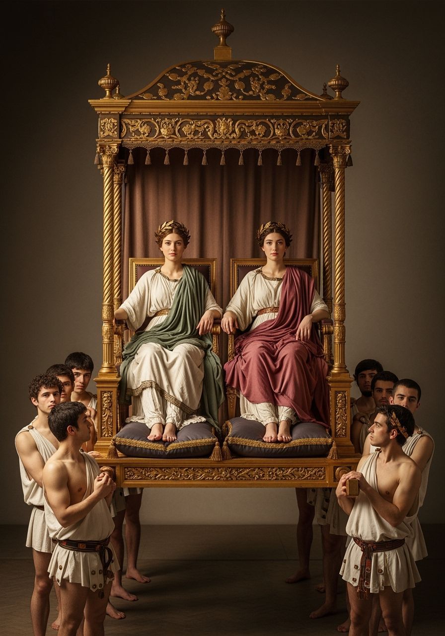 Roman Emperor and Empress on Gold Litter as Renaissance Pain...