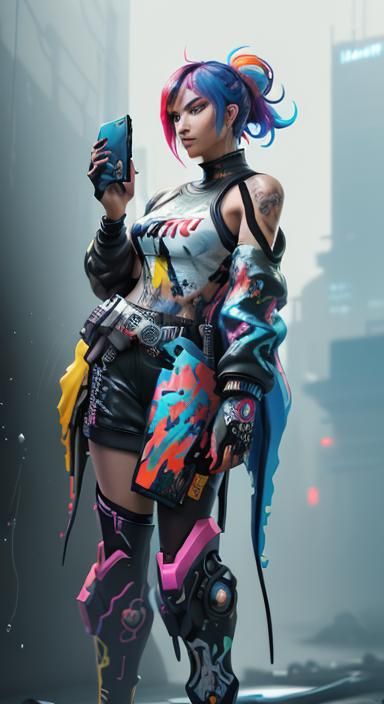 Cyberpunk Girl Console Concept Art