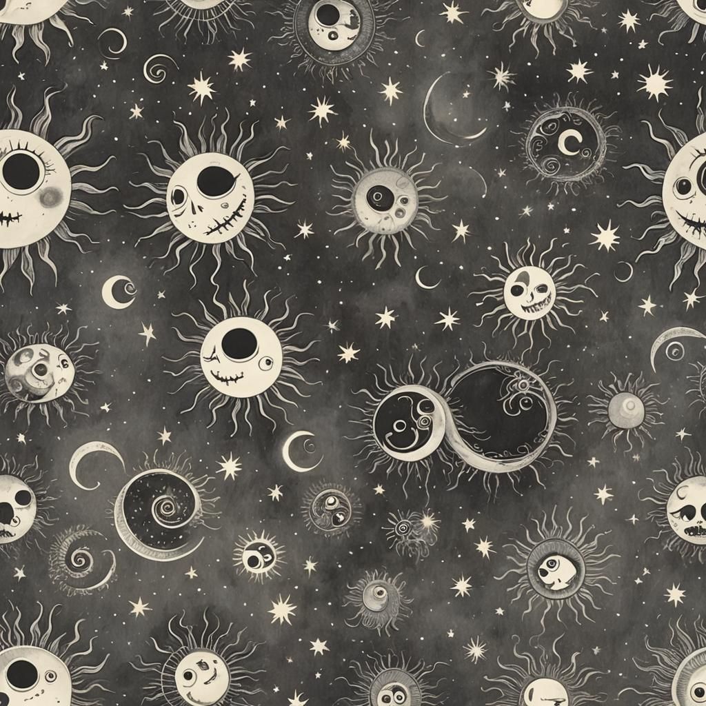 Tim Burton-Inspired Lunar and Solar Union