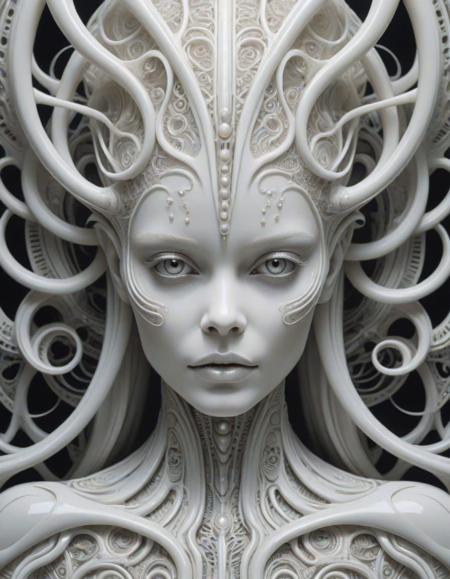 Surreal Woman Portrait in Luminous White Hues