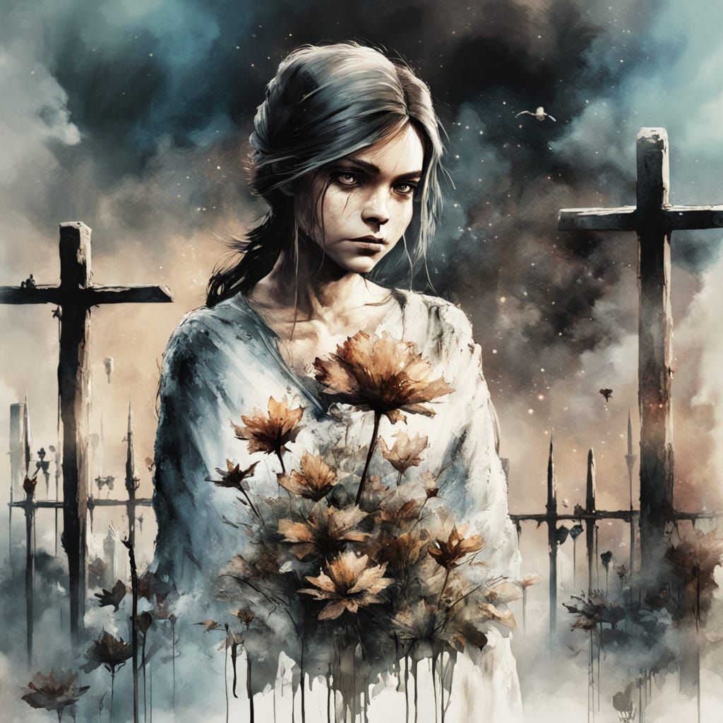 Ethereal Fantasy Girl in Golden Hour