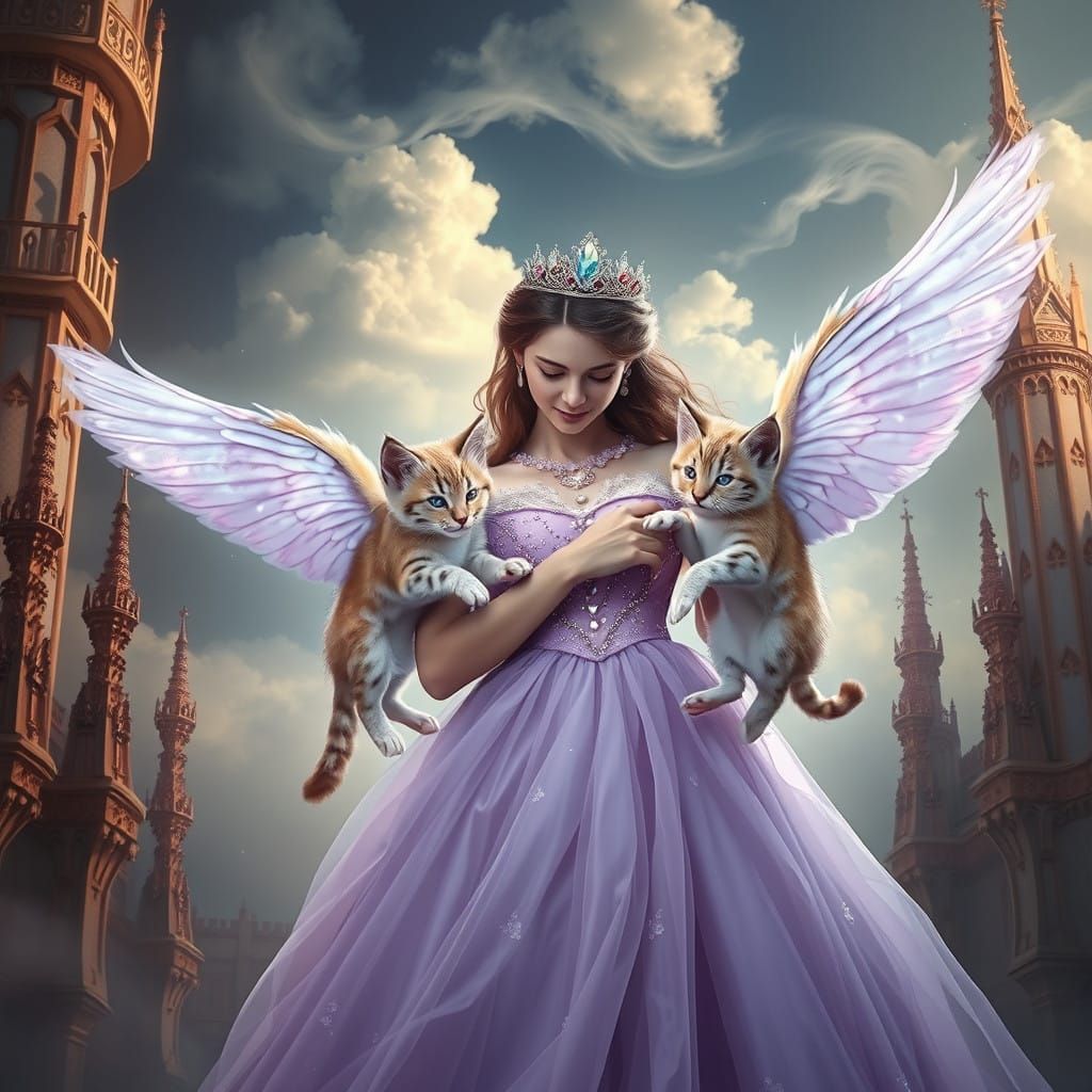 Lynx Kittens with Snow White Wings Soar Through Enchanted Ca...