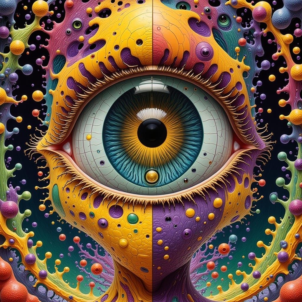 Abstract Eye Art with Geometric Shapes and Optical Illusions