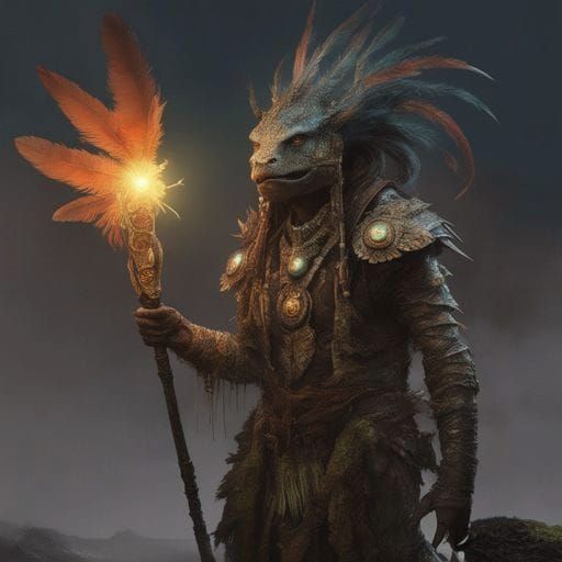 Dark Fantasy Shaman Wields Epic Spellsword