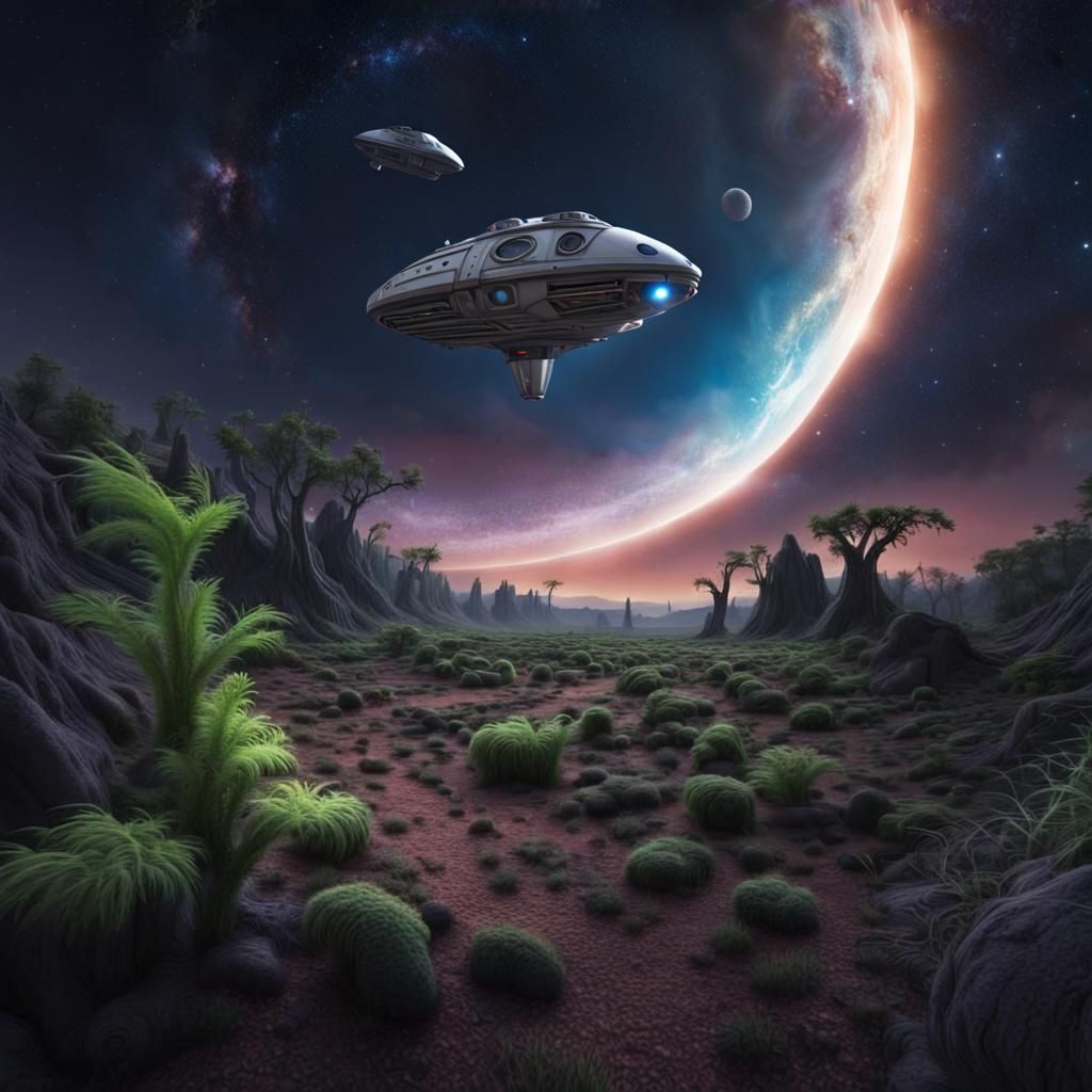 Futuristic Spaceship Soaring Through the Cosmos