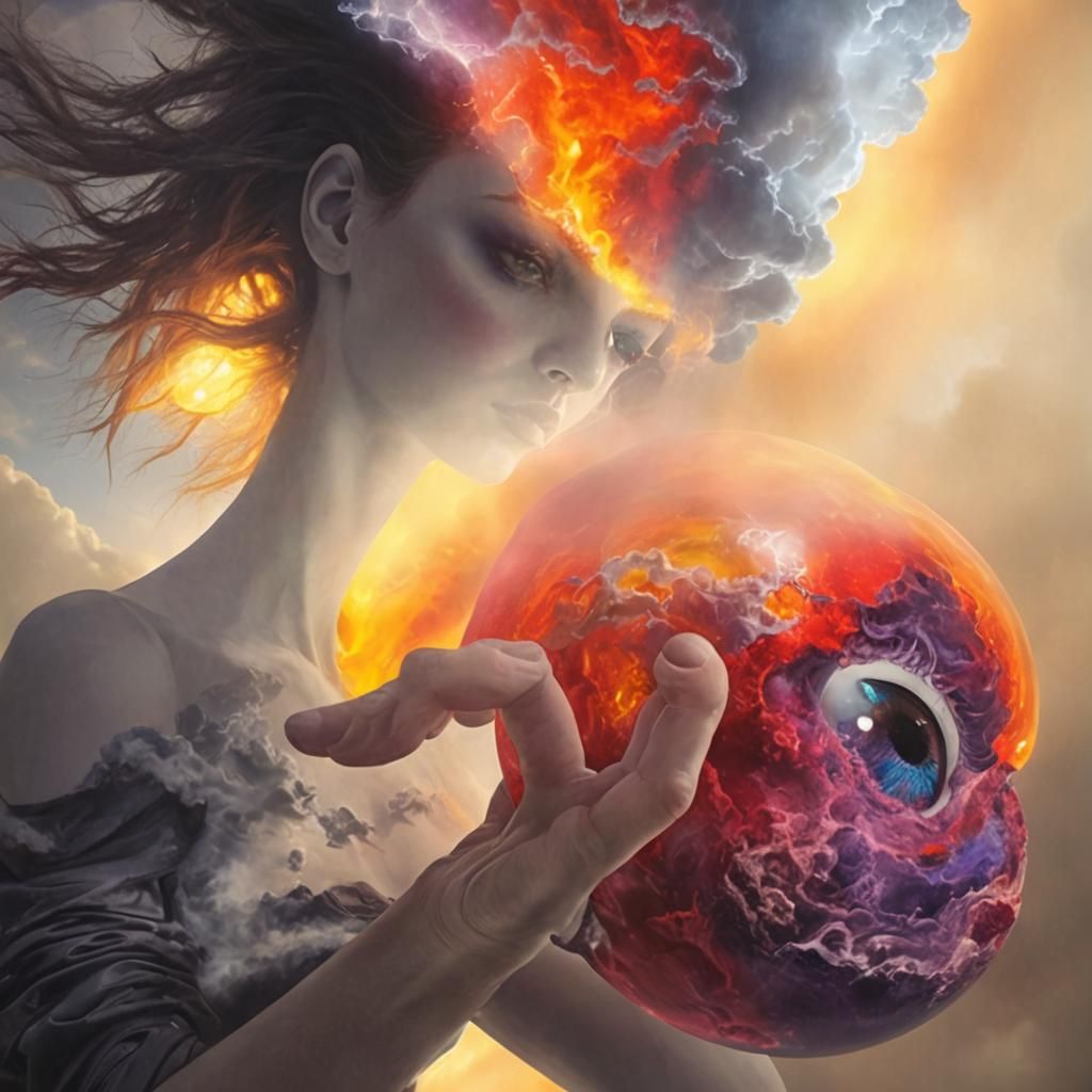 Cosmic Stormscape with Birefringent Couture Eyes