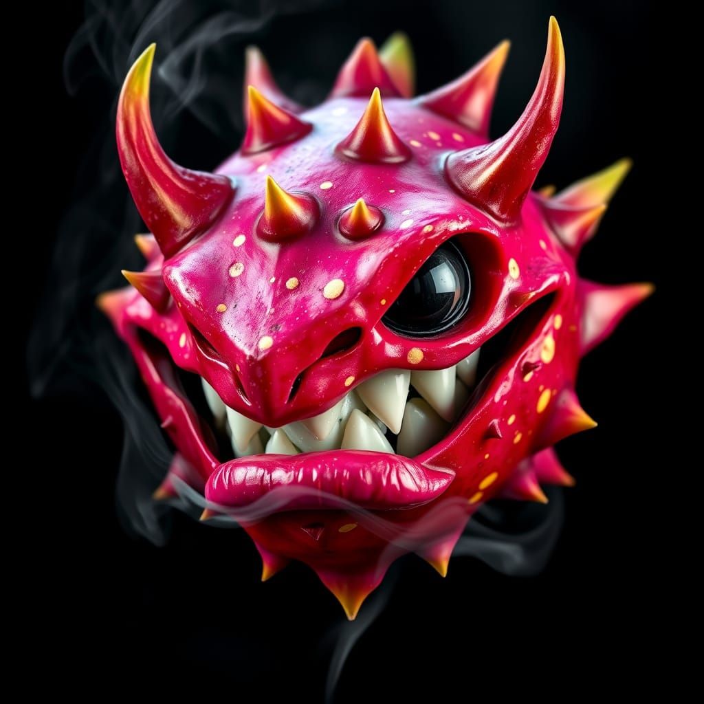 Magenta Dragon Fruit as Dark Surrealism