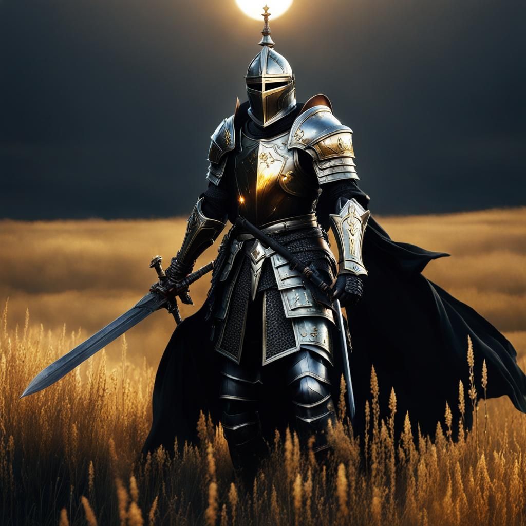 Gothic Dark Fantasy Warrior Engages in Battle