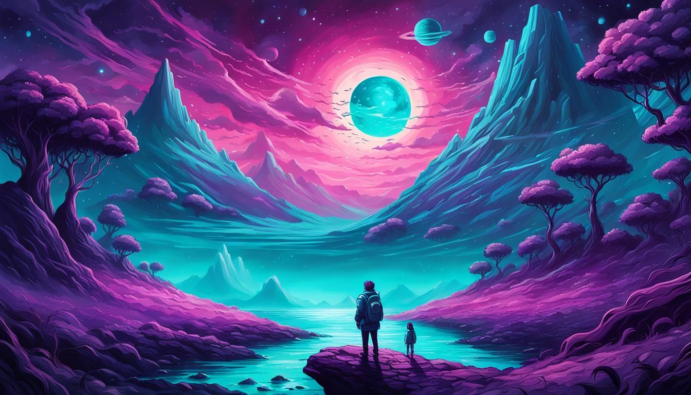 Surreal Cosmic Dreamscape in Vibrant Hues