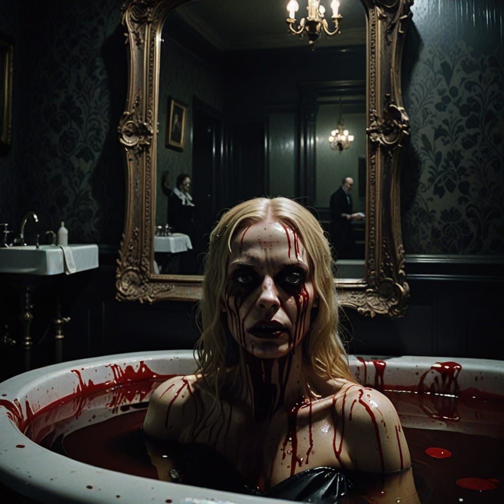 Victorian Vampire Bath Scene in Dark, Moody Lighting