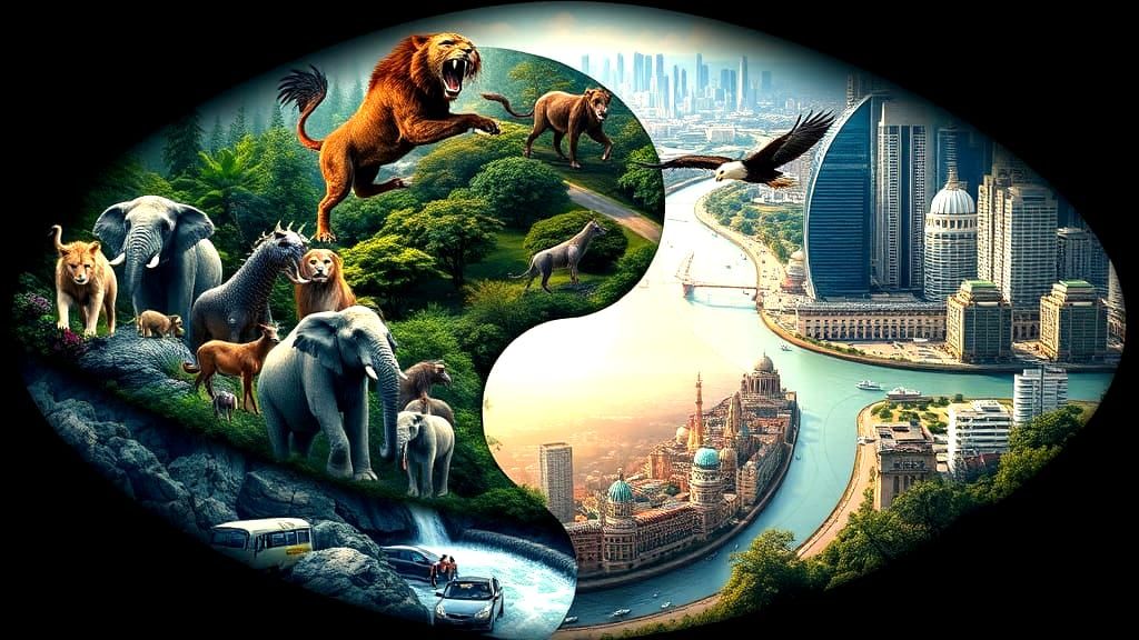 Yin Yang: Wildlife Meets City in 3D Rendering
