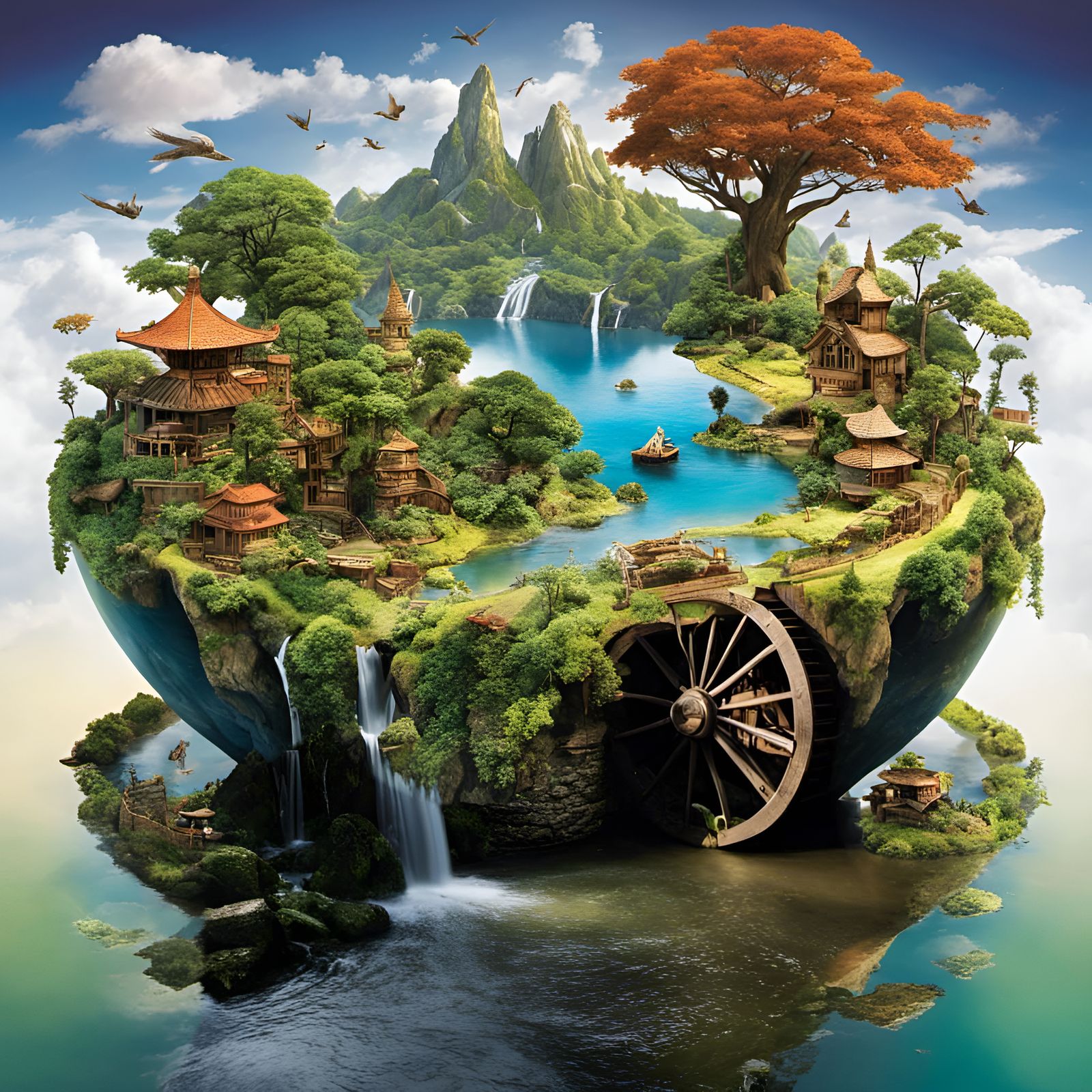 Ecological Biopunk Paradise Teeming with Life