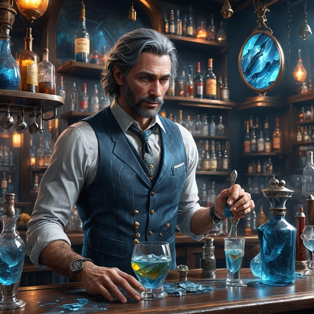 Surreal Barkeeper Revealed in Iridescent Hues