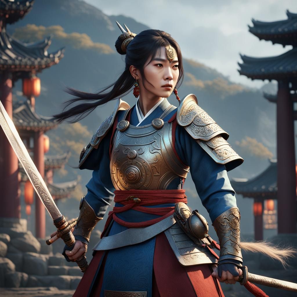Korean Warrior Goddess in Fantasy Realm