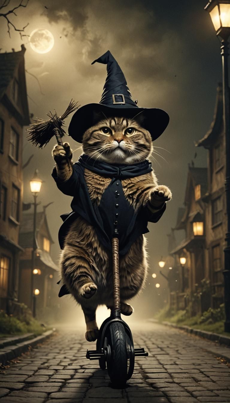 Whimsical Cat in Dark Fantasy Still