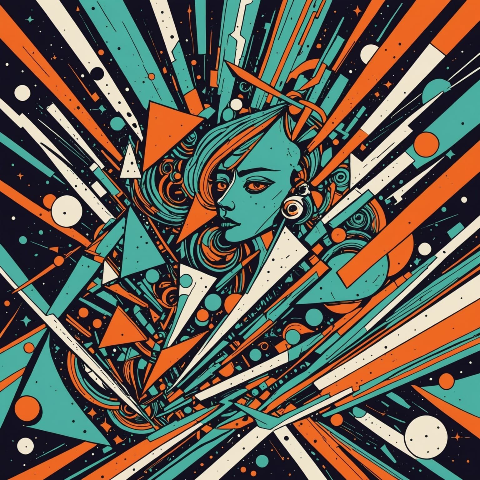 Abstract Geometric Figures in Warm and Cool Hues