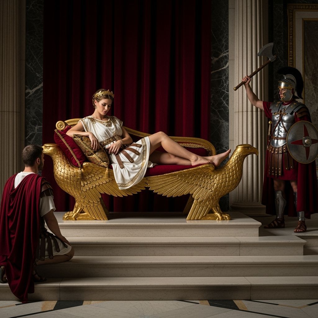 Roman Empress in Palace Throne Room, Photorealistic Style