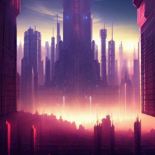 Cyberpunk Neptune Metropolis in Digital Armor