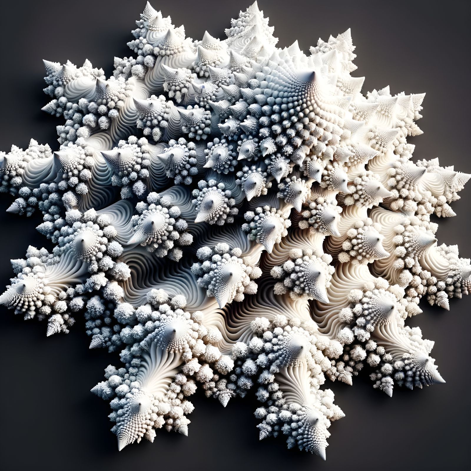 Ethereal Fractal Formation on a Snowy Mountain Peak