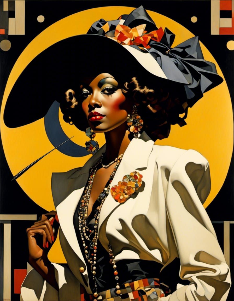 Jazzy Zoot Suit Style Sketch in Vibrant Geometric Colors