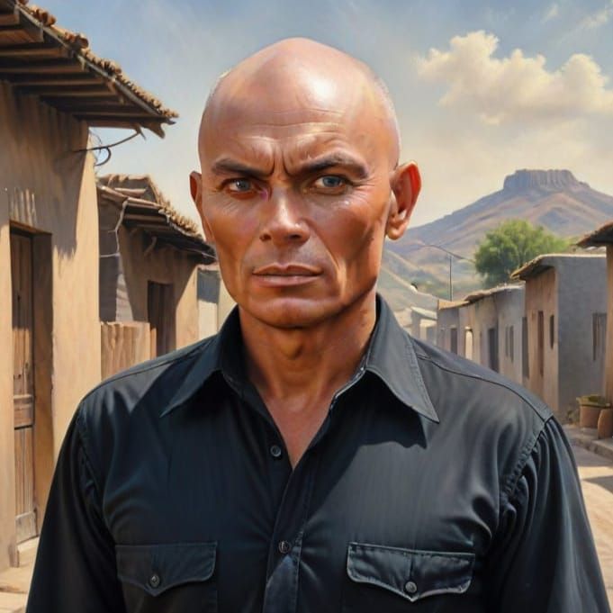 Yul Brynner Portrait on Magnificent Seven Set