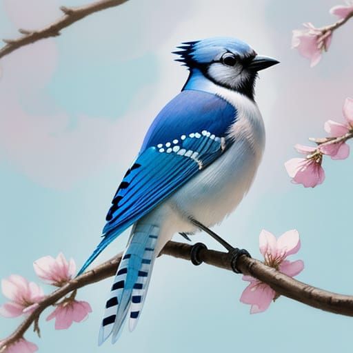 Ethereal Blue Jay Watercolour Painting