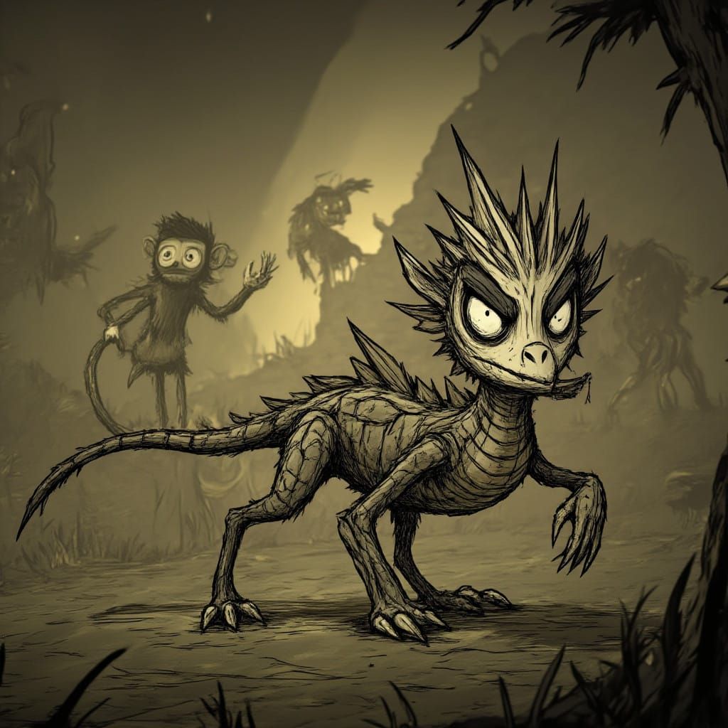 Fantasy Creature with Crocodile, Monkey, Platypus, and Tiger...