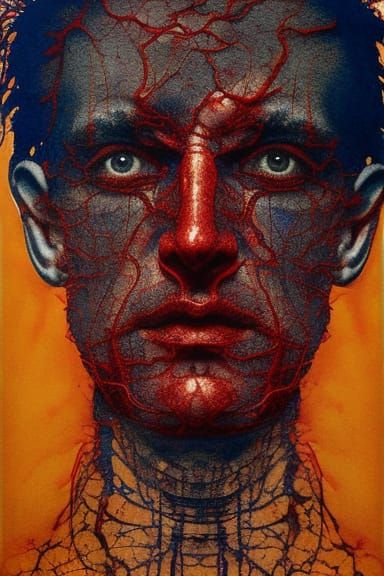 Ethereal Crimson Portrait in Intricately Detailed Watercolor...