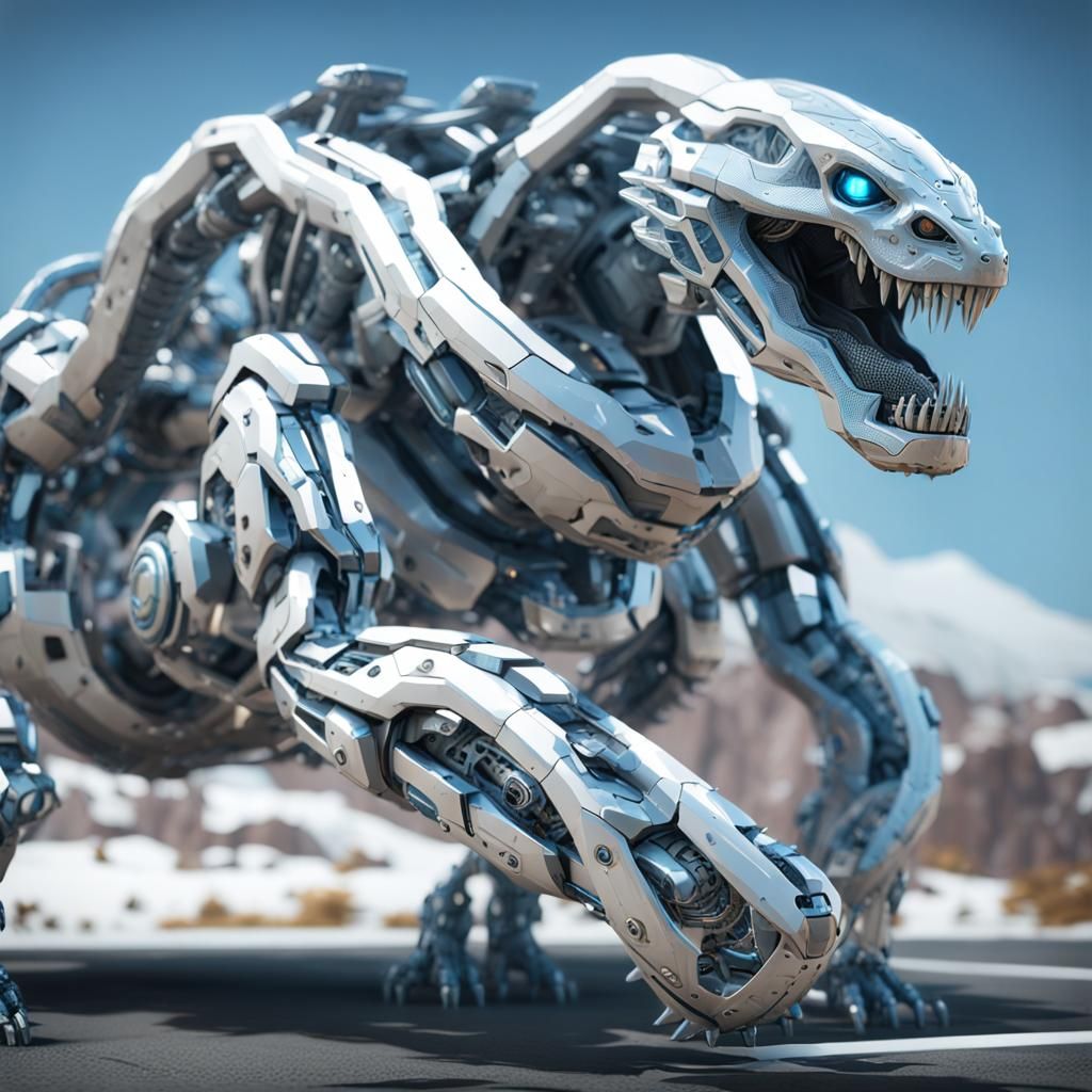 Cybernetic Serpent Scout in Futuristic Landscape