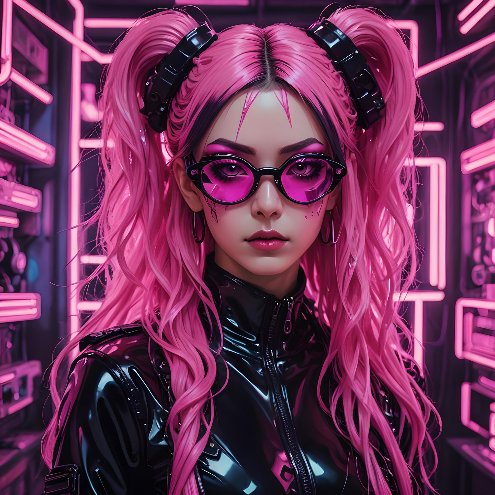Cyberpunk Tomie in Elegant Black Latex Suit