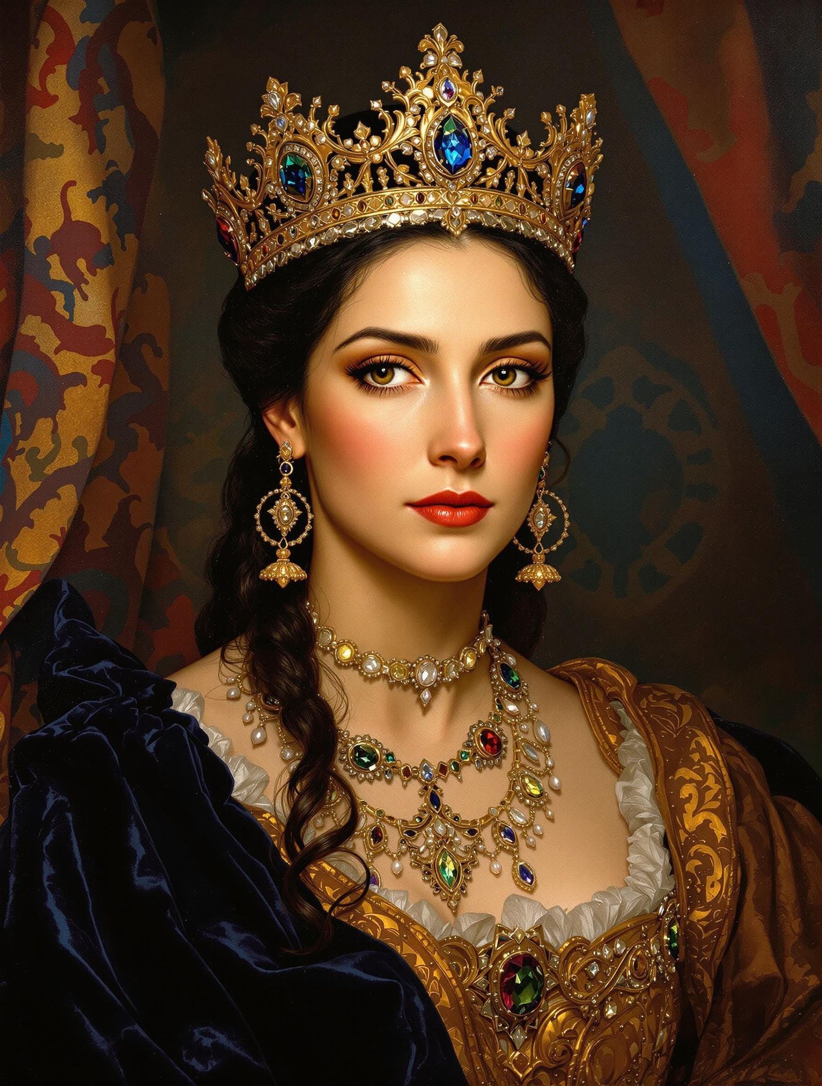 Regal Queen Portrait in the Style of Rembrandt