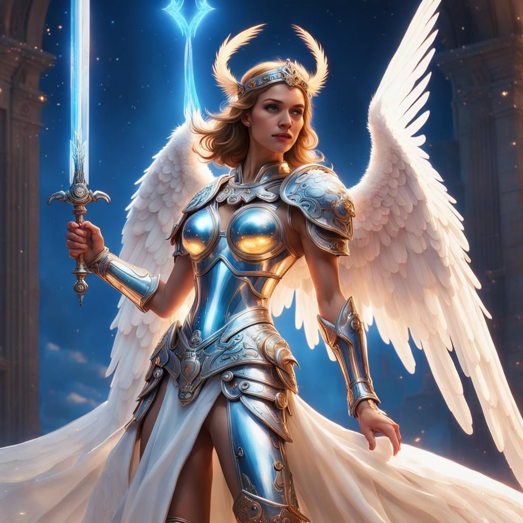 Ethereal Guardian Angel in Chrome Armor