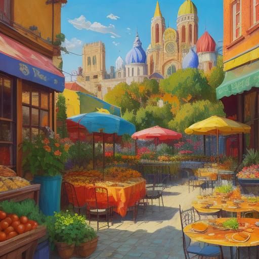 Vibrant Fauvist Masterpiece: Oversized Food in Whimsical Dre...