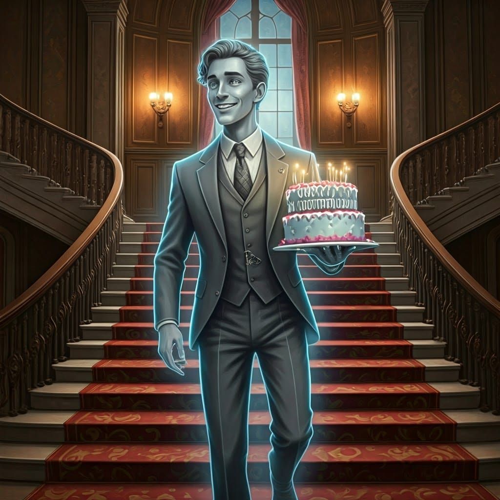 Ethereal Aristocrat Ghost in Grand Mansion