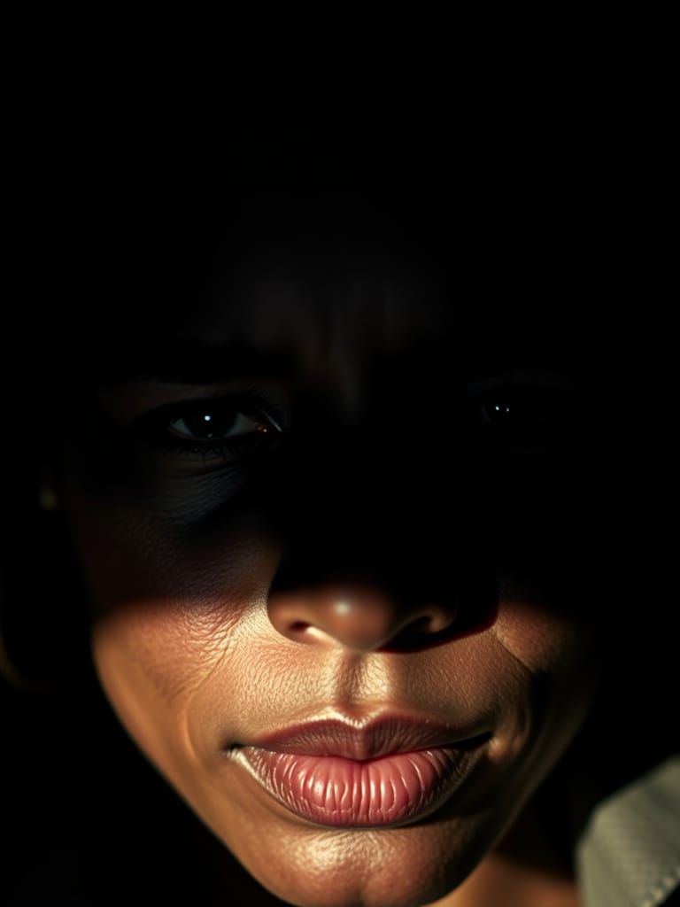 African American Woman in Shadow: Film Noir Portrait