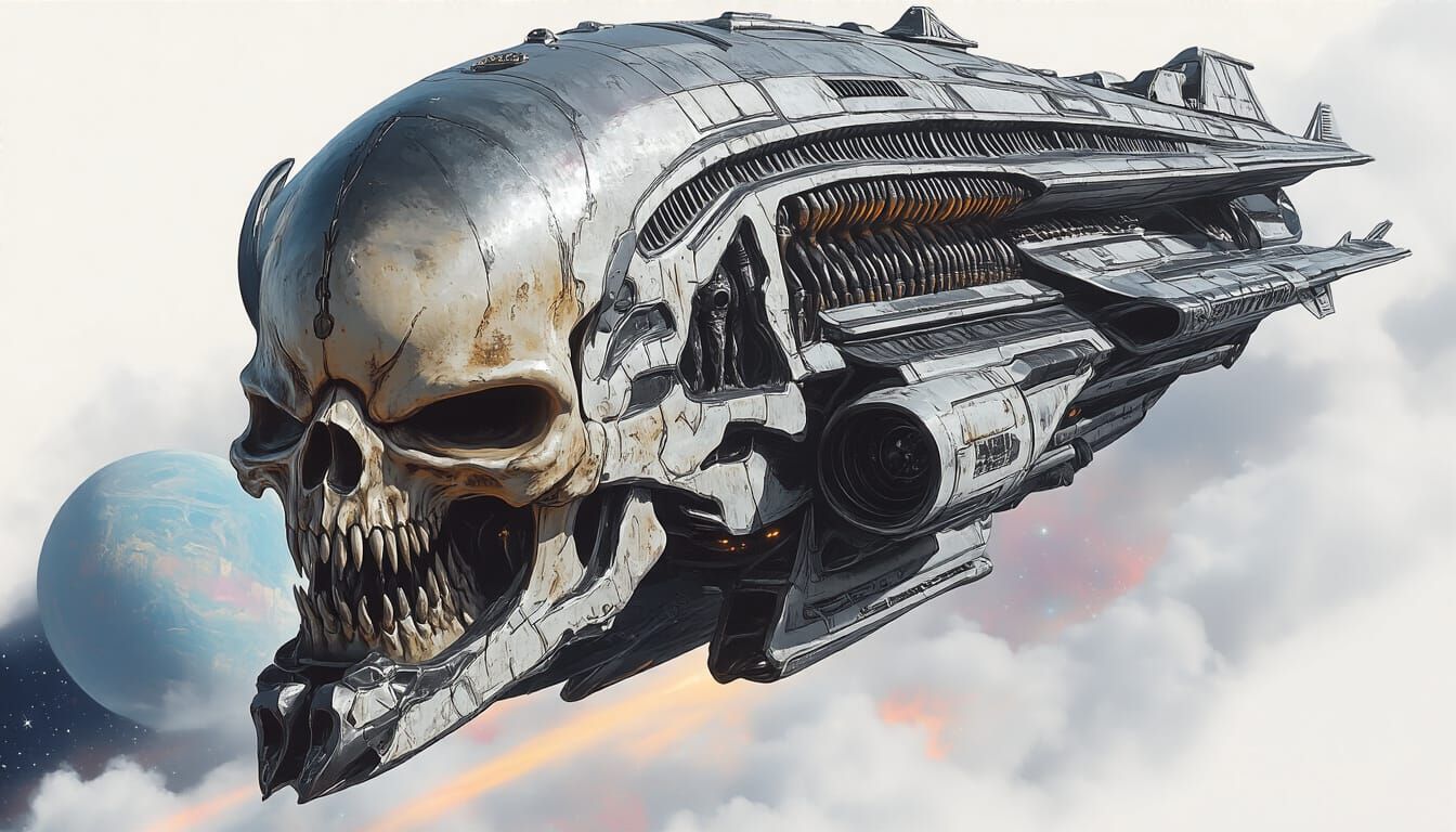 Alien Battle Cruiser with Skull in Renaissance Style