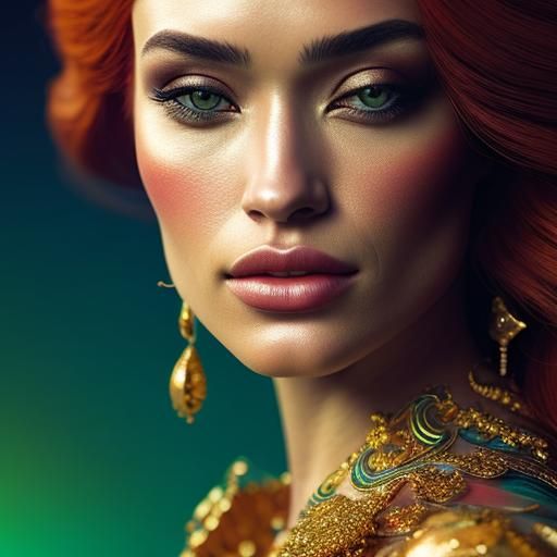 Sensual Woman Surrounded by Intricately Detailed Butterflies...