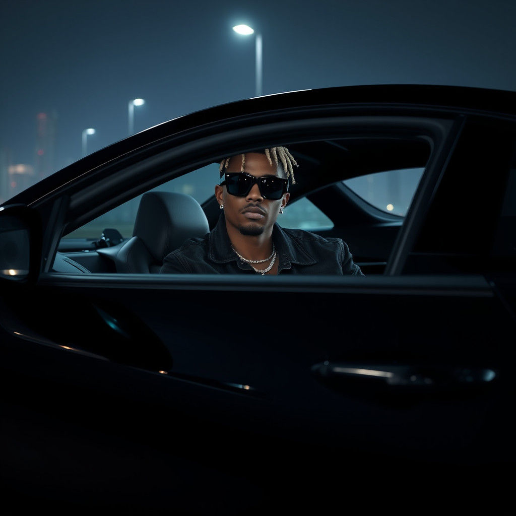 Futuristic XXXTentacion in Sleek BMW