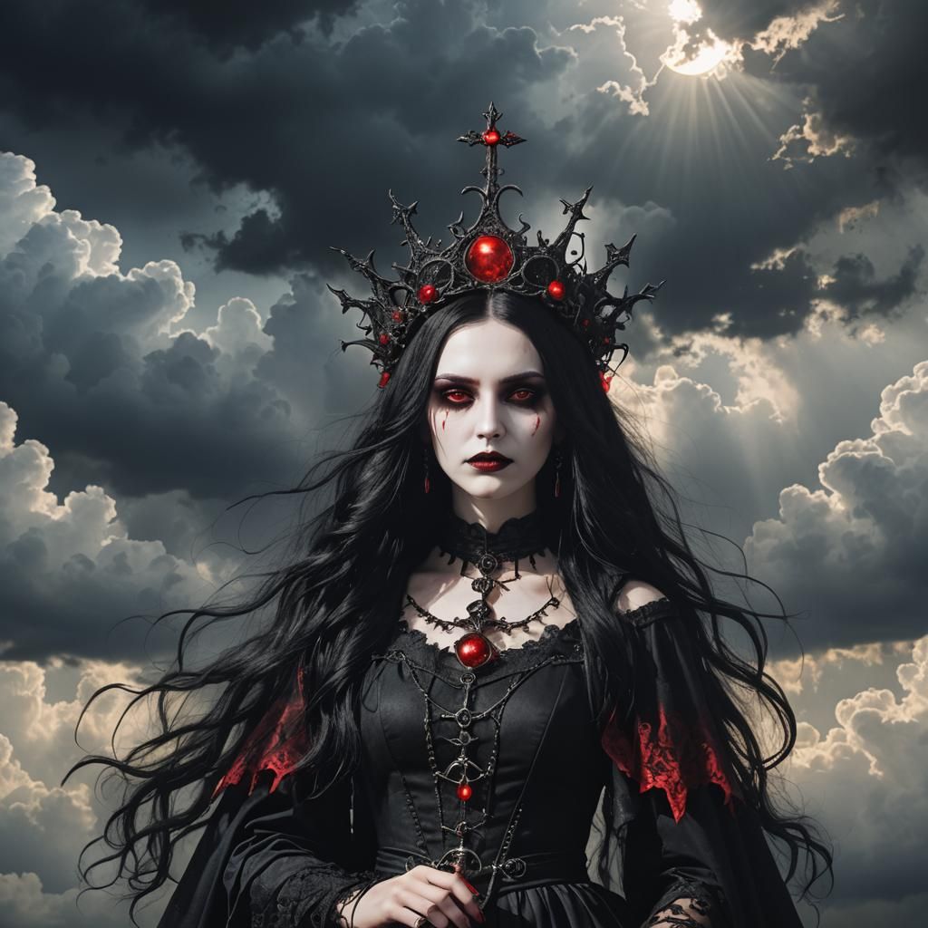 Gothic Goddess Basks in Heavenly Radiance