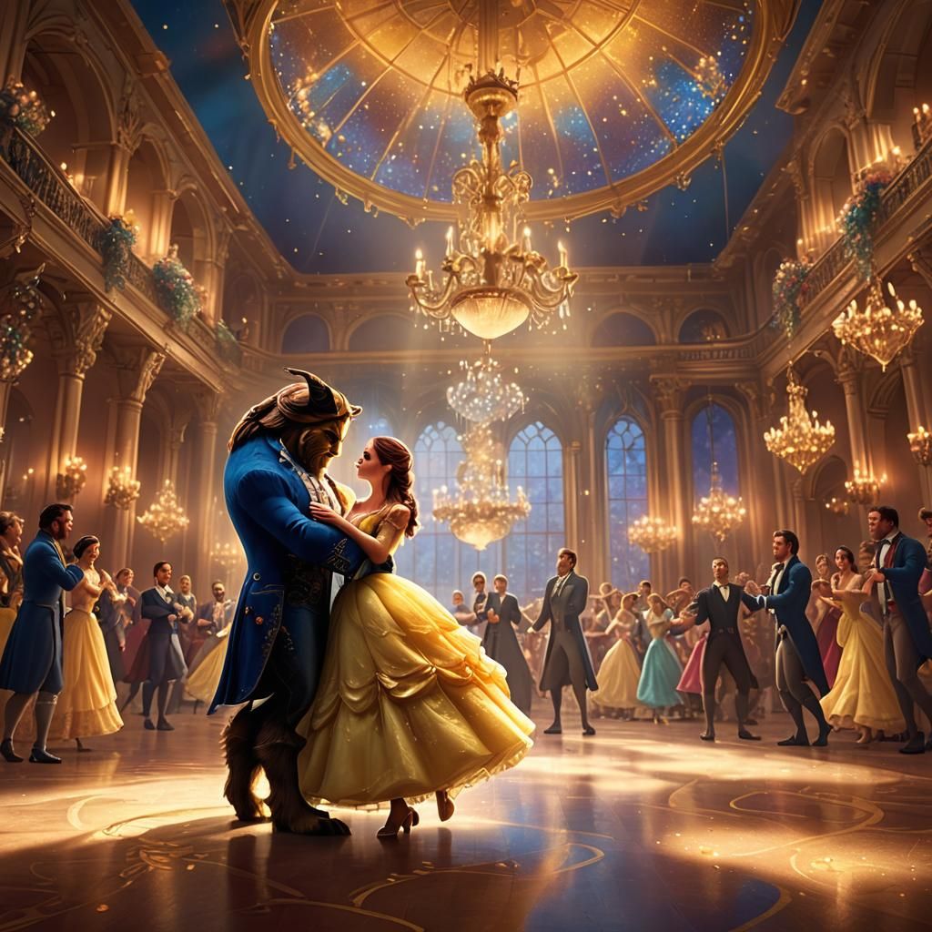 Enchanting Ballroom Dance in Whimsical Golden Light