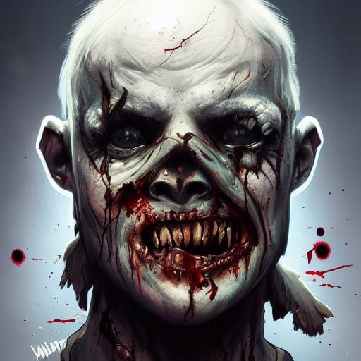 Mime Zombie Creature in Triadic Color Portrait