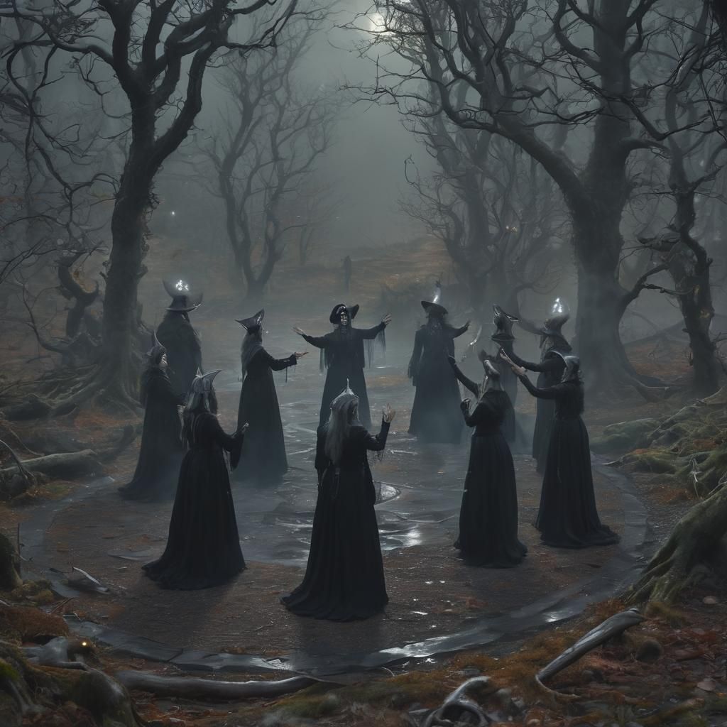 Mystical Witches Under a Silver Moon