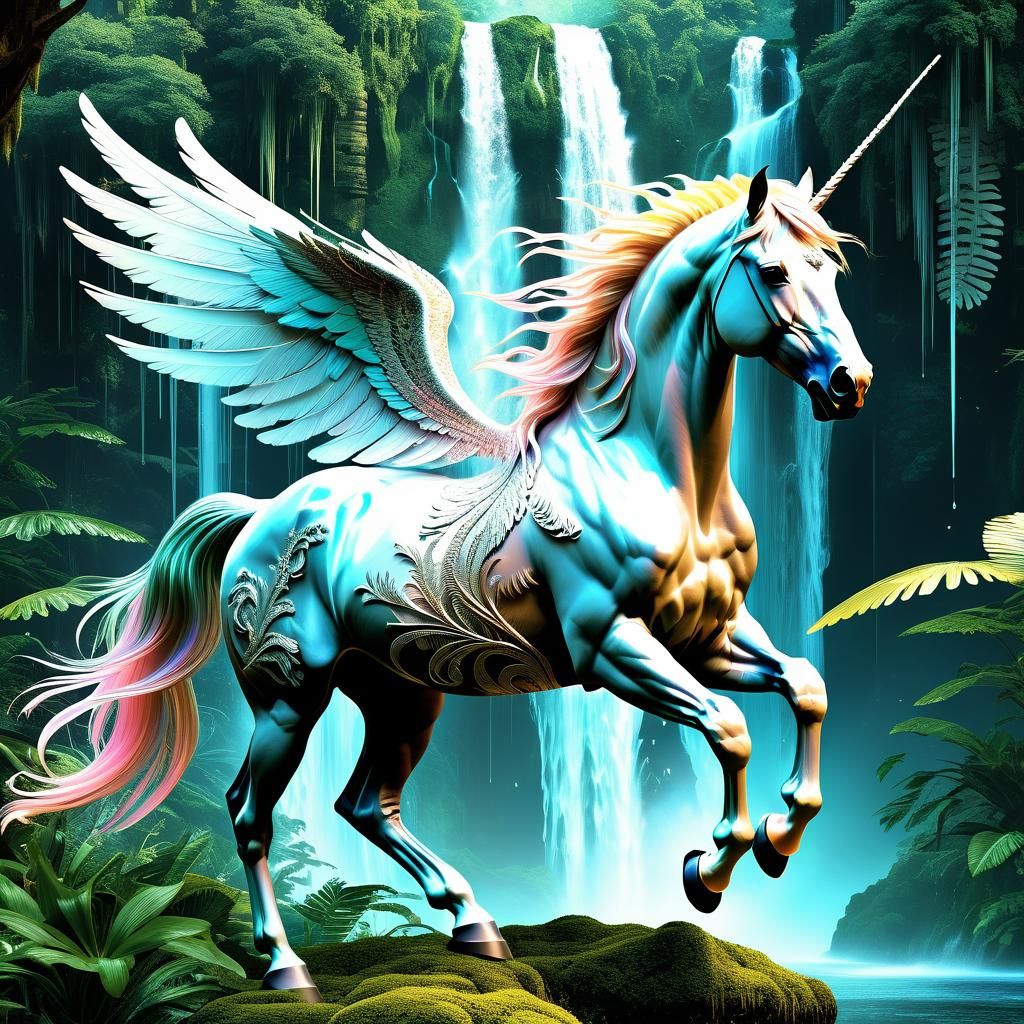 Mythical Pegasus in Pastel Hues, Inspired by Fantasy Realms