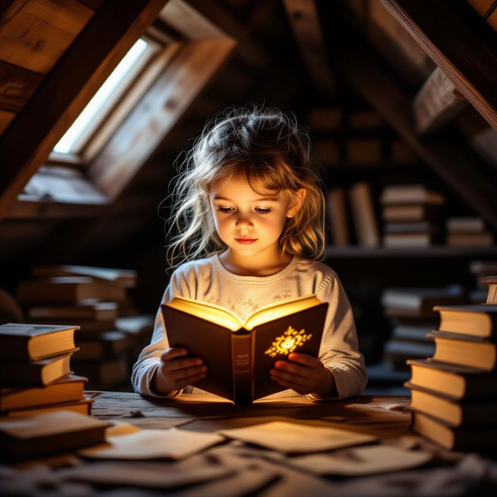 Girl Finds Glowing Book in Grandmother's Attic