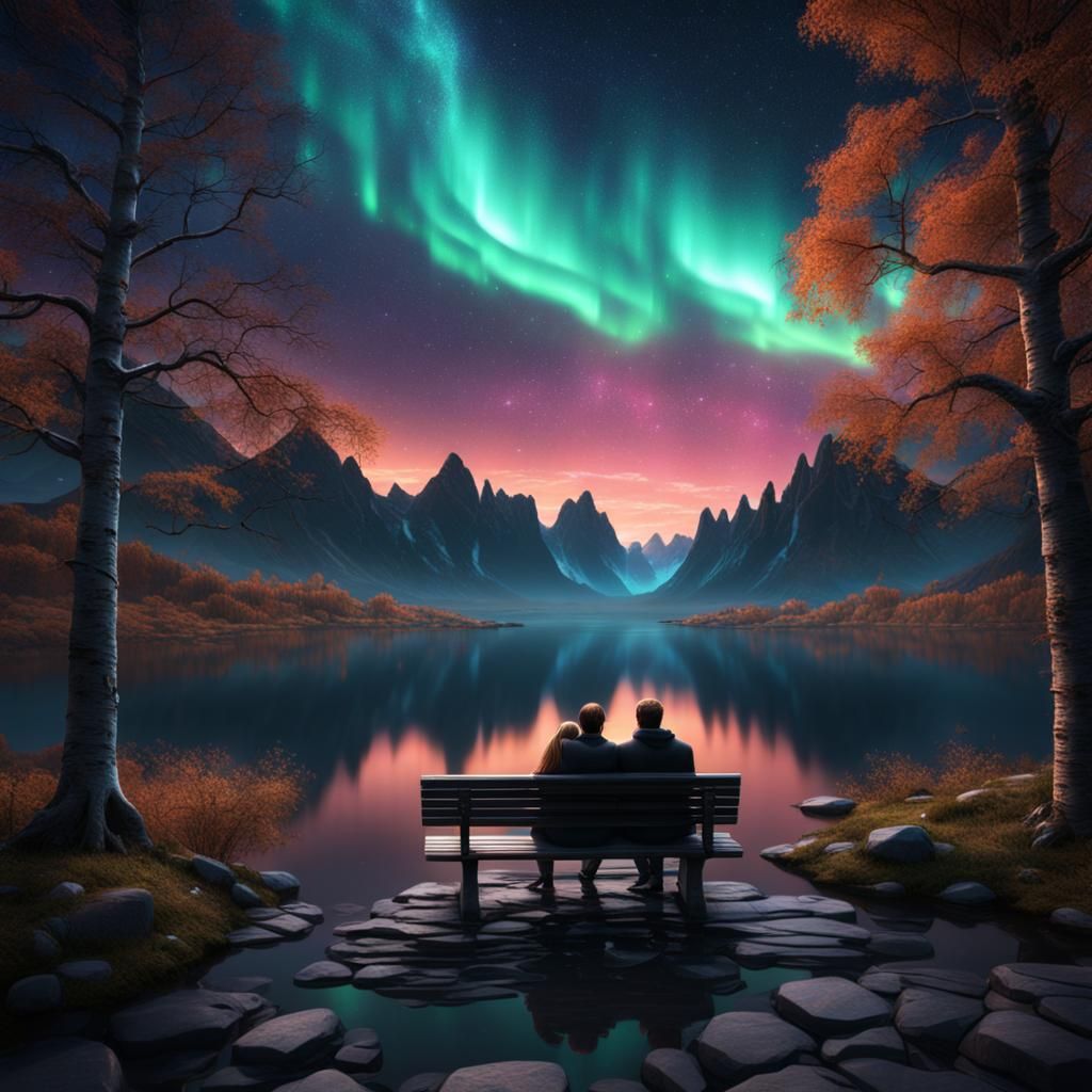 Ethereal Starry Night with a Romantic Moment